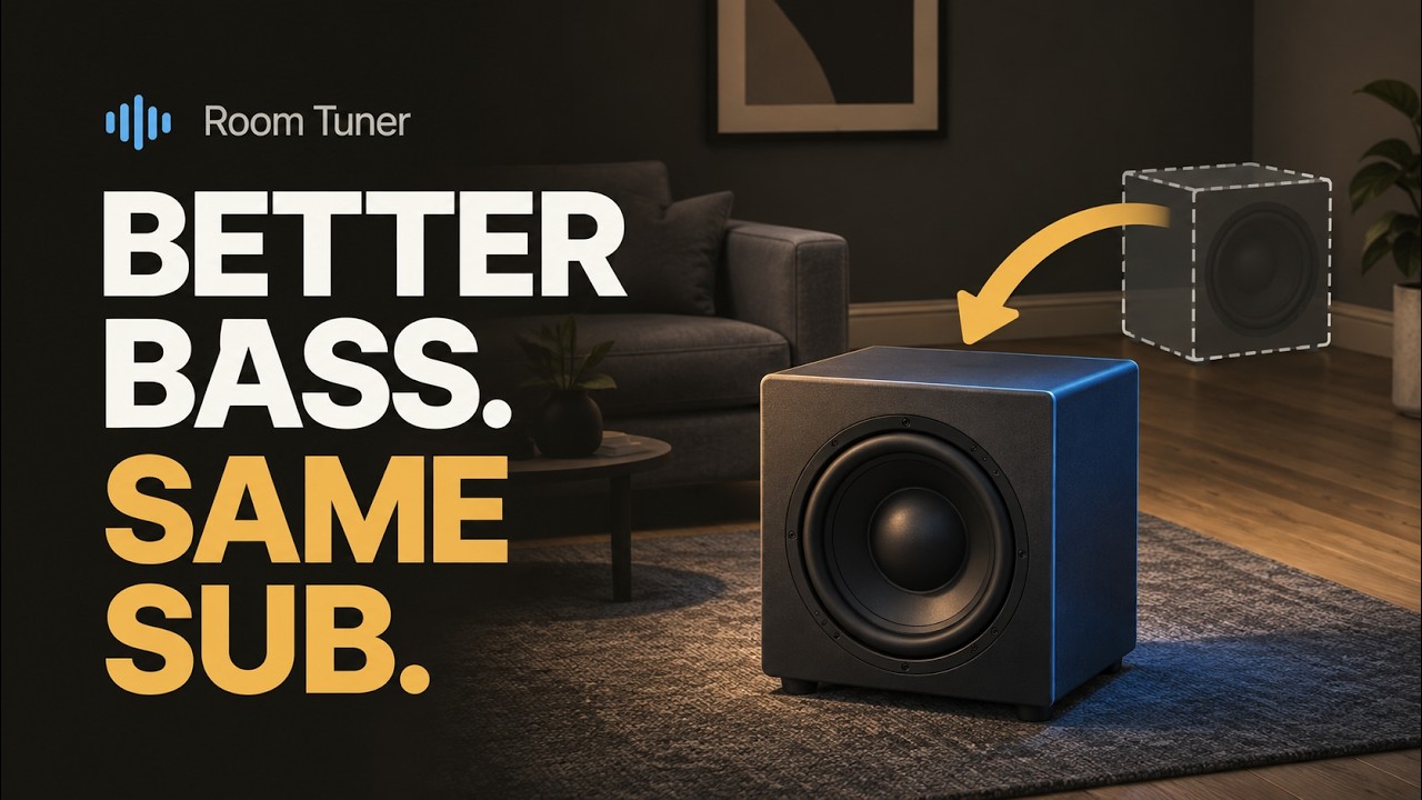 Subwoofer-placement video thumbnail: Better bass. Same sub.